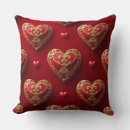 VERZIERTE ROT- UND GOLD-VALENTINE-LIEBE HÖRT KISSEN
