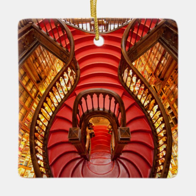 Verzierte rote Treppe, Portugal Keramikornament (Vorderseite)