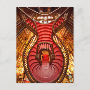 Verzierte rote Treppe, Portugal Postkarte