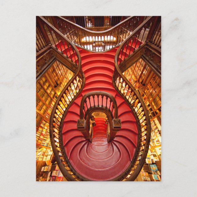 Verzierte rote Treppe, Portugal Postkarte (Vorderseite)