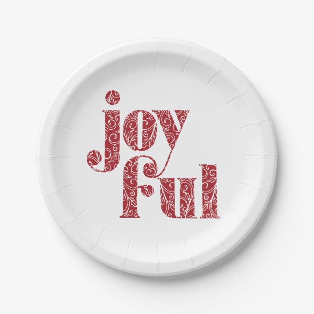 Verzierte Rotfröhliche Typografie Weihnachten/Feie Pappteller (Vorderseite)