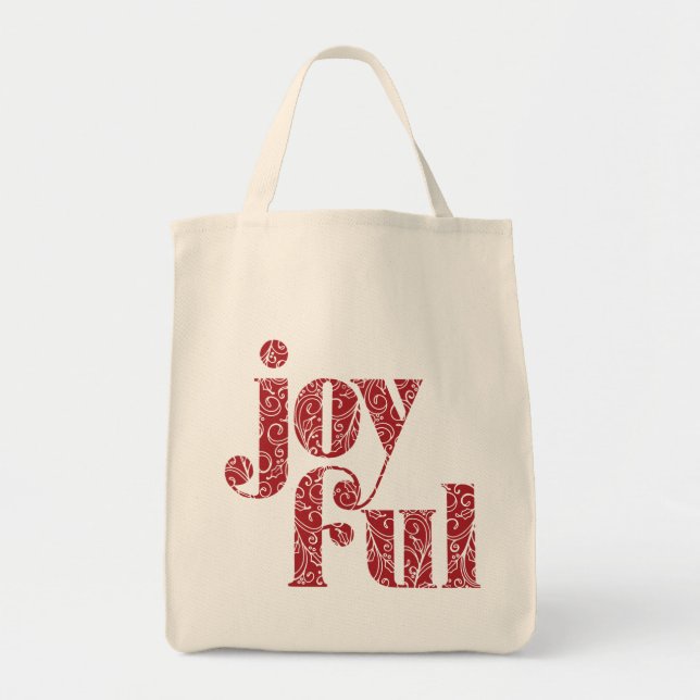Verzierte Rotfröhliche Typografie Weihnachten/Feie Tragetasche (Vorne)