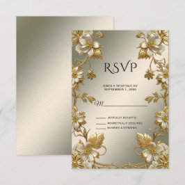 Verzierte RSVP-Karte für weißes Blumengold RSVP Karte