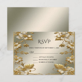 Verzierte RSVP-Karte für weißes Blumengold RSVP Karte