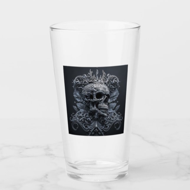 Verzierte Schädelscheibe Glas (Vorderseite)