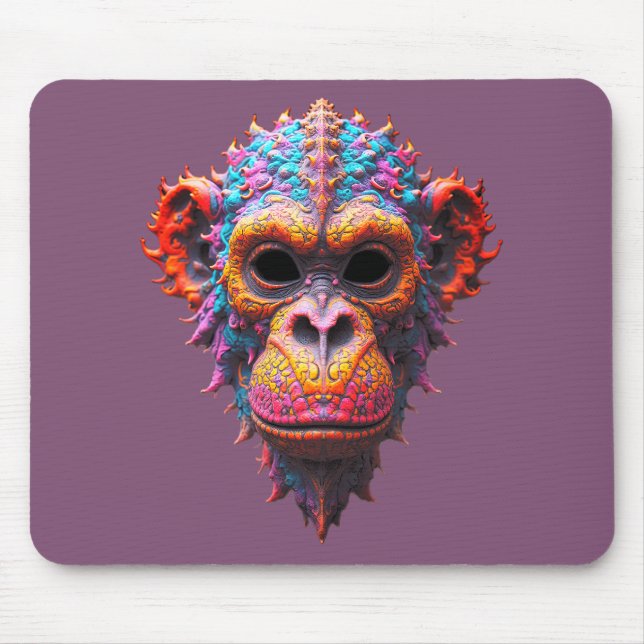 Verzierte Schimpansenmaske Mousepad (Vorne)