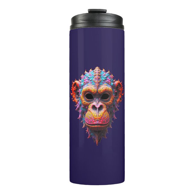 Verzierte Schimpansenmaske Thermosbecher (Vorderseite)