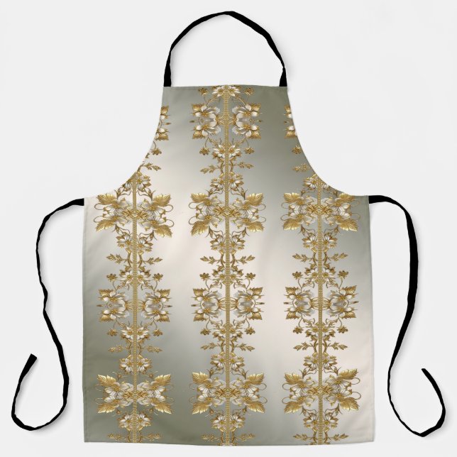 Verzierte Schürze von White Floral Gold (Vorderseite)