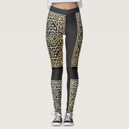 Verzierte Schwarz-Gold-Barock-Leggings Leggings