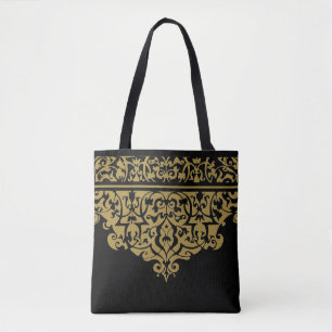Verzierte Schwarz- und Goldmuster-Tasche Tasche
