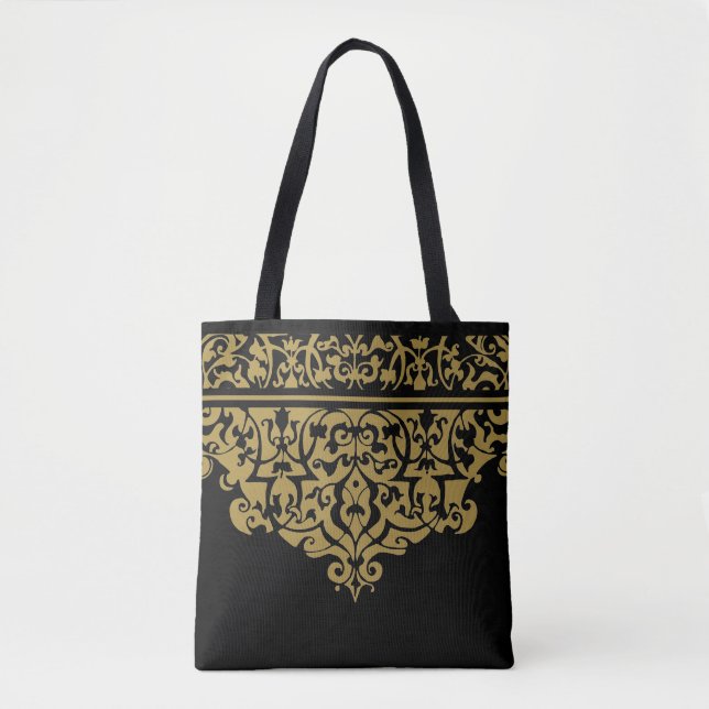 Verzierte Schwarz- und Goldmuster-Tasche Tasche (Vorderseite)