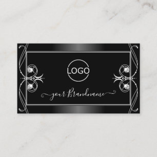 Verzierte Schwarz-Weiß-Diamanten-Logo Visitenkarte