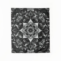 Verzierte Schwarz-Weiß-Tapisserie