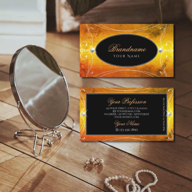 Verzierte schwarzblaue Diamanten Luxuriös Visitenkarte (Von Creator hochgeladen)