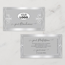 Verzierte Silberschmuck mit Silber-Grau-Logo Visitenkarte
