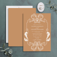 Verzierte Terracotta Floral Line Art Mongramm Hoch