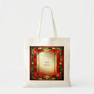 Verzierte Tote-Bag mit Buntglas für die Feiertage Tragetasche