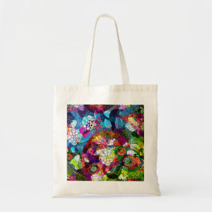 Verzierte und farbenfrohe Retro-Blumen-Tasche Tragetasche