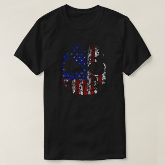 Verzierte US-Flaggen-Schädelgrafik T-Shirt