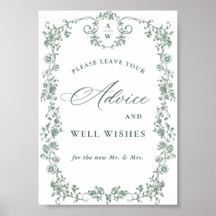 Verzierte Viktorianische Blume Grace Advice & Wish Poster
