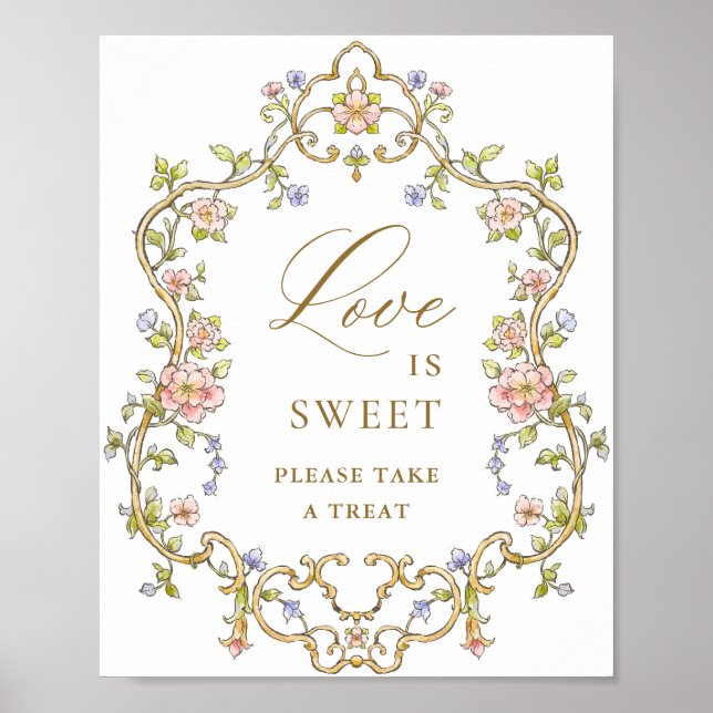 Verzierte Viktorianische Grace Floral Liebe ist Sw Poster (Vorne)