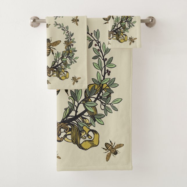 Verzierte Viktorianische Honigbienen Badhandtuch Set (Insitu)