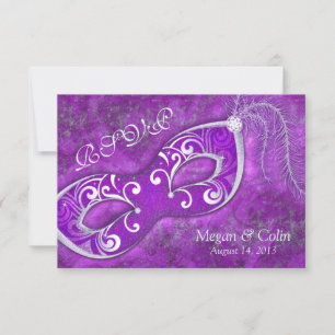 Verzierte viktorianische Maskenball-Hochzeit RSVP Karte