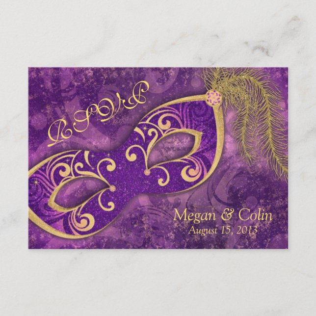 Verzierte Viktorianische Masquerade Ball Wedding R RSVP Karte (Vorderseite)