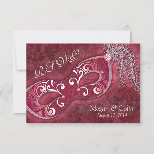Verzierte Viktorianische Masquerade Ball Wedding R RSVP Karte (Vorderseite)