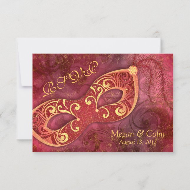 Verzierte Viktorianische Masquerade Ball Wedding R RSVP Karte (Vorderseite)