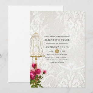 Verzierte Vintage Birdcage-Hochzeit Einladung