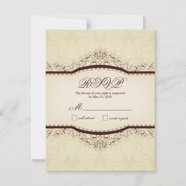 Verzierte Vintage RSVP-Karten RSVP Karte (Vorderseite)