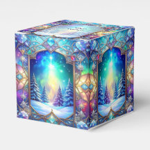 Verzierte Weihnachts-Geschenkbox aus Buntglas