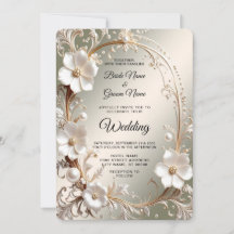 Verzierte weiße Blumenrahmen-Hochzeit