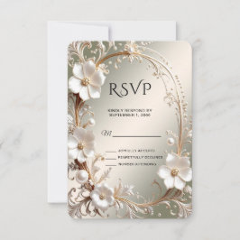 Verzierte weiße Blumenrahmen-RSVP-Karte RSVP Karte