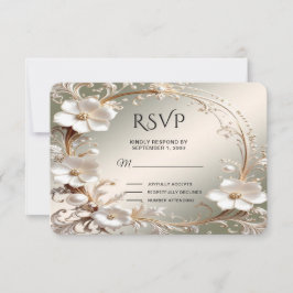 Verzierte weiße Blumenrahmen-RSVP-Karte RSVP Karte