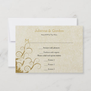 Verzierte Wirbel aus Gold und Creme-UAWG RSVP Karte