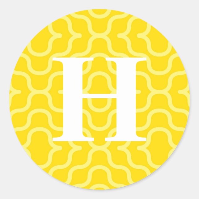Verzierte zeitgenössische Monogramm - Buchstabe H Runder Aufkleber (Vorderseite)