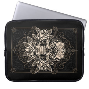 Verzierte Zuckerschädel-Laptop-Hülse Laptopschutzhülle