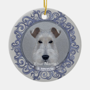 Verzierter Airedale-Schmuck Keramik Ornament