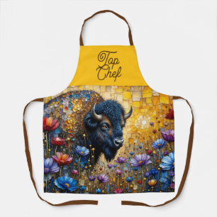 Verzierter Amerikanischer Bison in Blumen Schürze