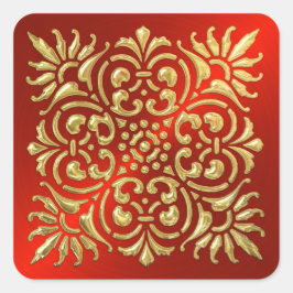 Verzierter Aufkleber für Rot und Gold