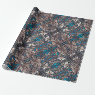 Verzierter barocker Blumenmuster Geschenkpapier