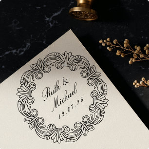 Verzierter Barockstiefel Holzschnitzereien Gummistempel