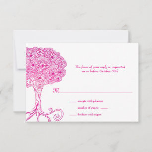 Verzierter Baum Pink Bat Mitzvah UAWG RSVP Karte