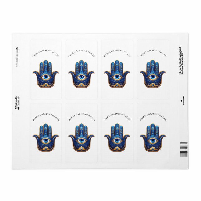 Verzierter Blauer Hamsa Hand mit dem bösen Augensy (Vorne)