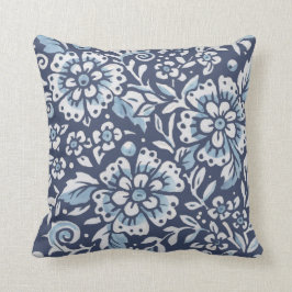 Verzierter Blauwald Damask Blumenwald Kissen