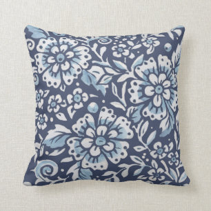 Verzierter Blauwald Damask Blumenwald Kissen