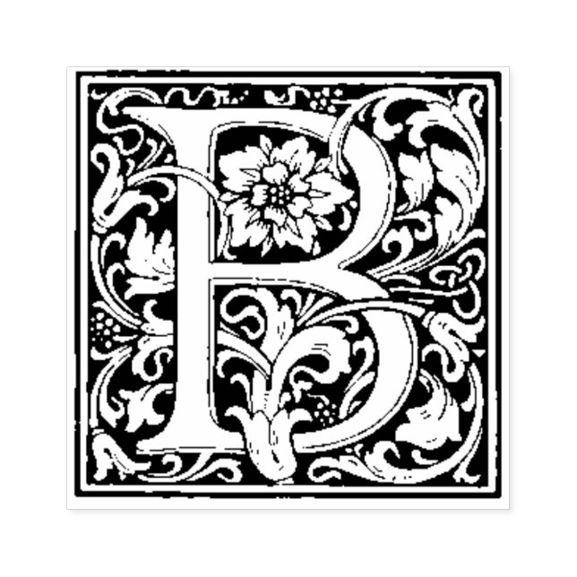 Verzierter Blumenbrief B Gummistempel (Prägung)