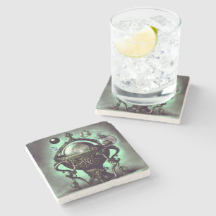 Verzierter Cauldron mit grünem Kristallball und Or Steinuntersetzer